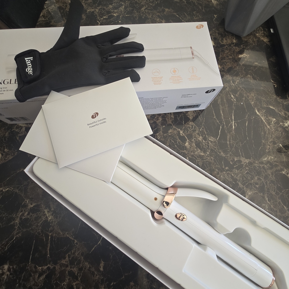 T3 White and Rose Gold Curling Iron